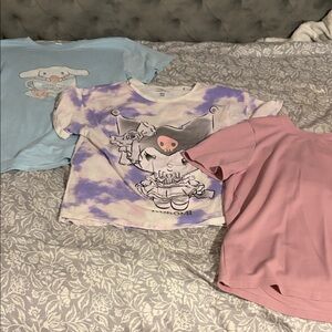 Cute Graphic T-Shirts Set(cinnamaroll,kuromi,pink)